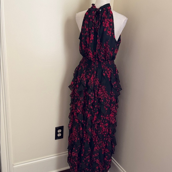 MSK Black and Red Floral Ruffle Maxi Dress - Picture 13 of 16